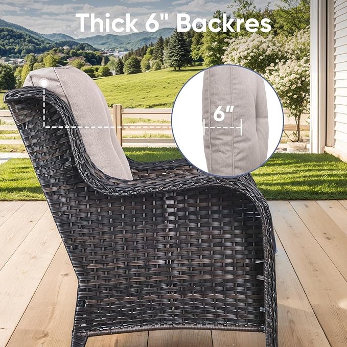 Outdoor Chair Cushions for Patio Furniture - 1 Pack Outside High Back Thick Water-Resistant Cushion 22x24 with Zipper Cover for Wicker Glider Rocking Chairs Loveseat Couch – Beige/Buckle