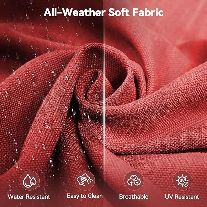 6" Thick Outdoor Cushions 24x24x6, 10-Set Deep Seat Patio Cushions with Removable Cover, Waterproof & Fade Resistant Replacement for Wicker Chair, Loveseat, Sofa - Red