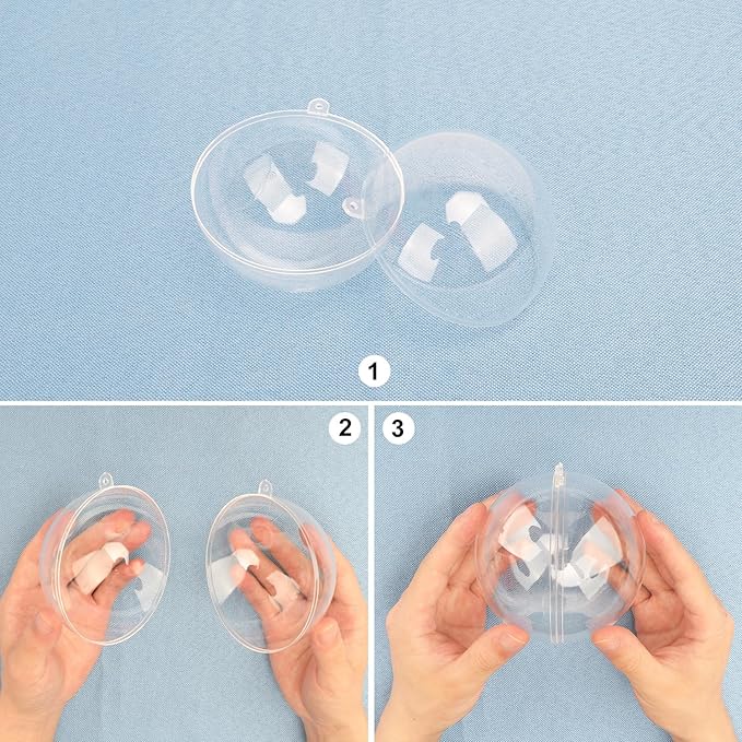 39 Pcs 4 Inch Clear Acrylic Fillable Balls, Christmas DIY Fillable Ornaments Balls, Acrylic Ornaments Ball for Christmas, Holidays, Weddings, Parties, and Home Decor