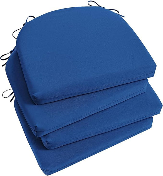 Basic Beyond Outdoor Chair Cushions Set of 4, Outdoor Cushions for Patio Furniture, Water Resistant Patio Chair Cushions with 2 Ties, 17x16x2, Royal Blue