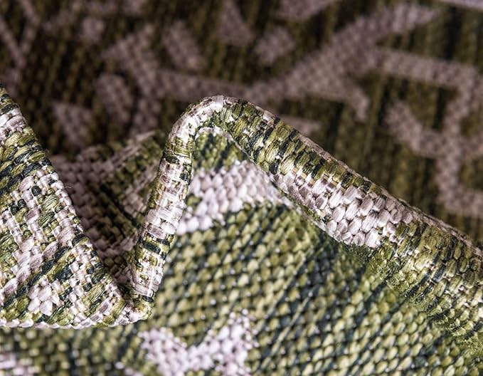 Unique Loom Outdoor Traditional Collection Area Rug - Antique (4' 1" x 6' 1" Rectangle, Green/ Gray)