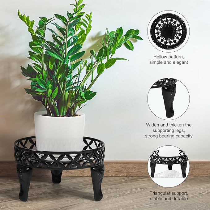 3 Pack Metal Plant Stands Indoor Outdoor,Heavy Duty Iron Flower Pot Stand for Multiple Plants,Rustproof Low Round Plant Holder for Garden,Patio,Home
