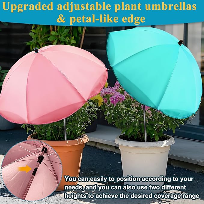 Upgraded Plant Umbrellas for Outdoor Plants 50in Higher 26in Larger Adjustable Angles Plant Shade Umbrella Sturdy Garden Shade Cover Sun Protection Umbrella for Potted Plants Garden Bed Flower Pot
