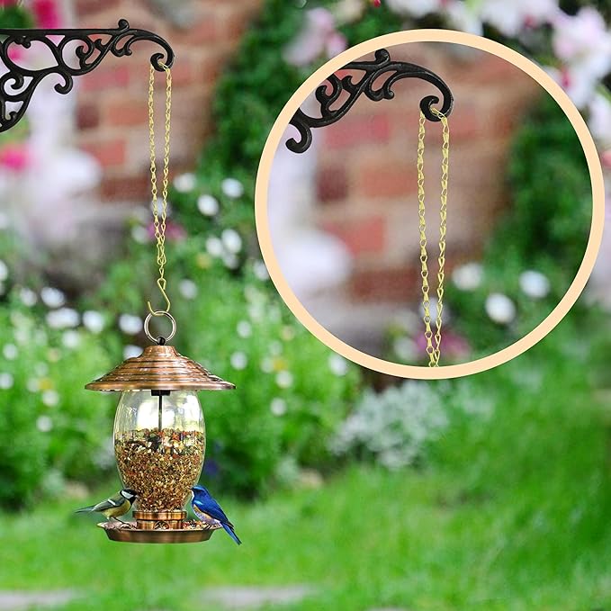 garini 26 Inch Hanging Basket Chain with Hooks, Gold Hanging Chain for Hanging Bird Feeders, Billboards, Chalkboards, Basket, Planters, Lanterns, Wind Chimes and Decorative, 4 Pack