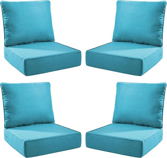 Luxury Outdoor Seat Cushion Set-24 x 24 x 6 Inch Outdoor Chair Cushions with Water Resistant & Removable Cover Outdoor Cushions for Patio Furniture Chair Sofa Couch