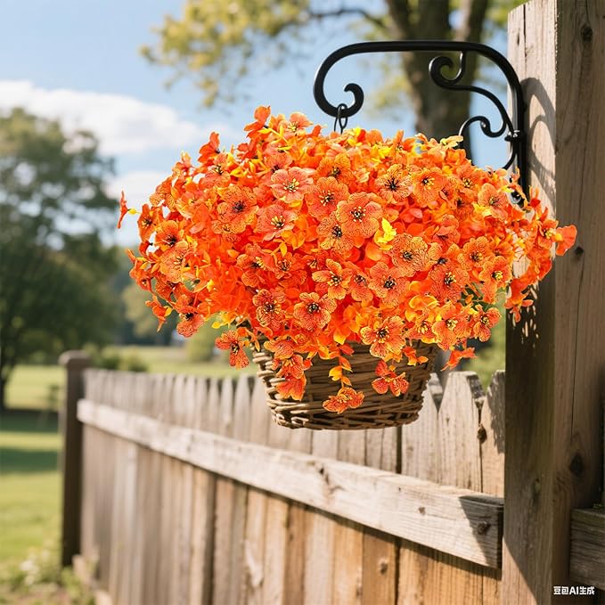 12 Bundles Artificial Fall Fake Mums for Outdoor, Autumn Faux Mums Flowers UV Resistant Plastic Greenery Garden Porch Patio Fall Thanksgiving Home Decor