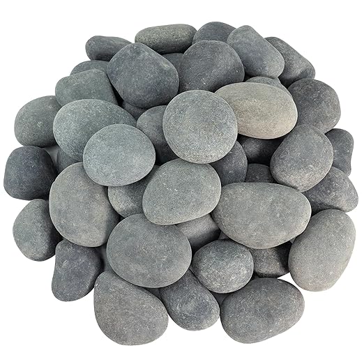 River Rocks for Landscaping, 40lbs Aquarium Rocks, 2-3 Inch Black Pebbles for Indoor Plants, Natural Stones for Garden Paving Plant Rocks Crafting Walkways