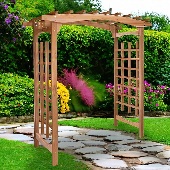All Things Cedar 6-Foot Pagoda Arbor Garden Arch Trellis for Climbing Plants, Transform Garden or Patio Spaces, Made from Premium Western Red Cedar