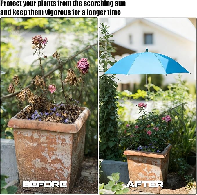 Plant Umbrella Shade For Outdoor Plants, Adjustable Height Plant Shade Umbrella Garden Sun Shade Cover For Potted Plants Garden Bed Flower Pot From Sun And Rain