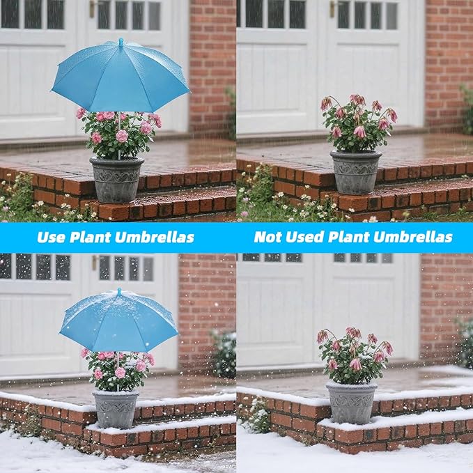 Plant Umbrellas for Outdoor Plants, Garden Umbrella Shade for Potted Plants, Sun Shade Cover for Garden Bed, Upgraded Small Plant Umbrella 21'' Diameter Adjustable Height 1 Pack Blue
