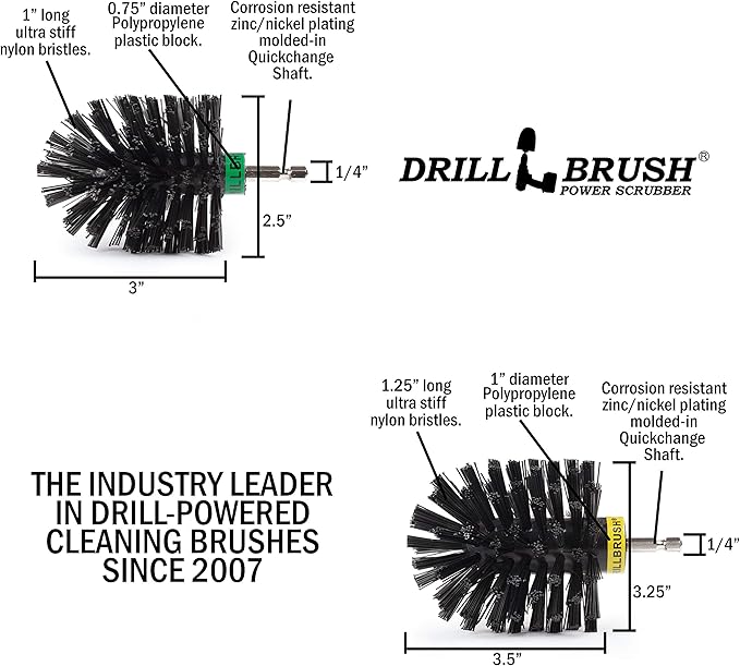 Power Scrubber Grill Brush - Rust Remover & Graffiti Remover for Concrete - Grill Cleaner Brush - No Metal Wire Brush for Drill Attachment - BBQ Cleaning Kit and Pellet Smoker Accessories - BBQ Brush
