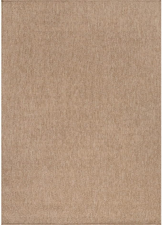 CAMILSON Easy Jute Rug 10x14, Indoor Outdoor Natural Color Fiber Area Rugs for Living Room Patio and Kitchen Rug, Solid Boho Woven Design, Easy-Cleaning, Washable Outside Carpet Alfombras (10 x 14)