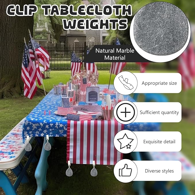 12 Pcs Tablecloth Weights Pendant Teardrop Shape Table Cover Weights with Metal Clips for Outdoor Picnic Garden Patio Party Camping Dinner Table Cover Decoration (Gray)