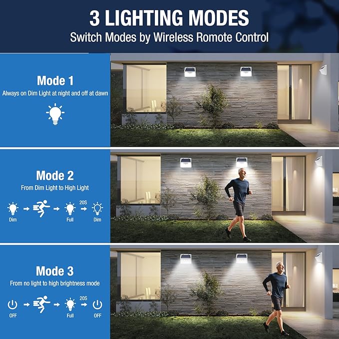 Peasur 16Pack Solar Motion Sensor Lights Outdoor Waterproof, 140LED 3 Modes Ultra-Bright Solar Powered Fence Lights, Security Wall Light for Outside Garden Yard Deck Stair Step