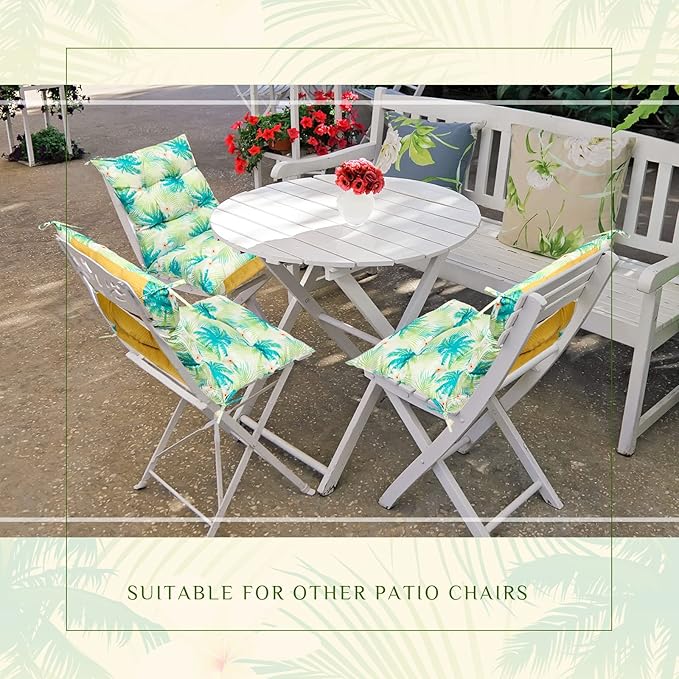 Hoteam 6 Set Patio Chair Cushions Outdoor High Chair Cushion 20 x 40 Inch Waterproof Patio Seat Rocking Indoor Thickened Pad(Tree Style,Fresh Color)