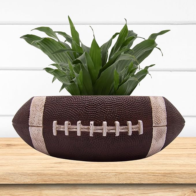 Wowser Football Shaped Planter Pot, Home & Garden Decor, Sports Theme Planter, 10.25 Inches