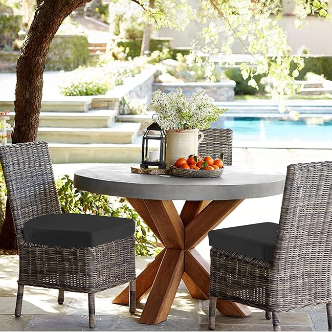 idee-home Outdoor Chair Cushions Set of 4, Thick 19" x 19" x 2" Outdoor Seat Cushions Patio Furniture Waterproof with Ties, Dining Pads