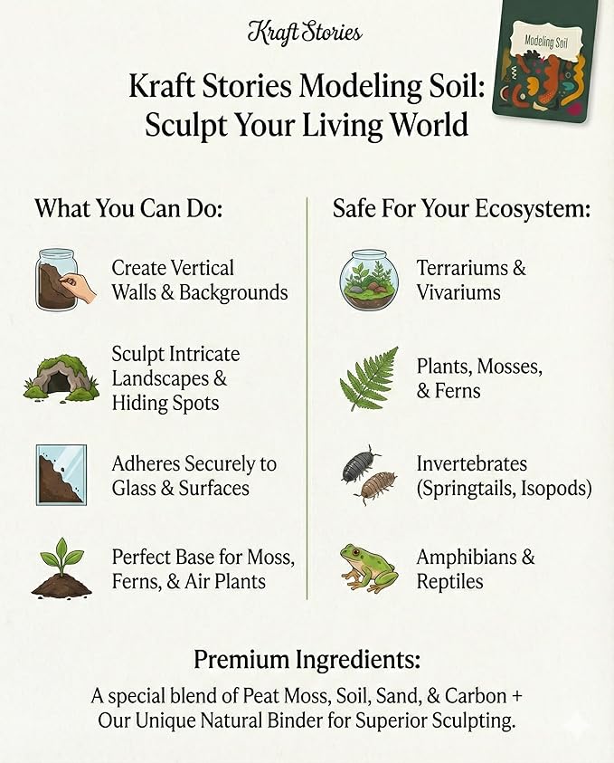 Terrarium Modeling Soil Mix, Glass-Adhesive, Terrarium Substrate, Adhesive Soil, Moss Wall, Vertical Natural-Looking for Miniature Scenes, Fairy Gardens & Plant Displays (16 oz)