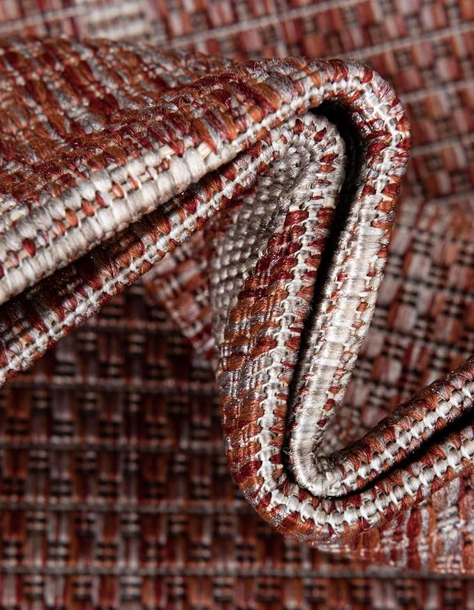 Unique Loom Outdoor Trellis Collection Area Rug - Trellis (Square 10' 8" x 10' 8", Rust Red/ Ivory)
