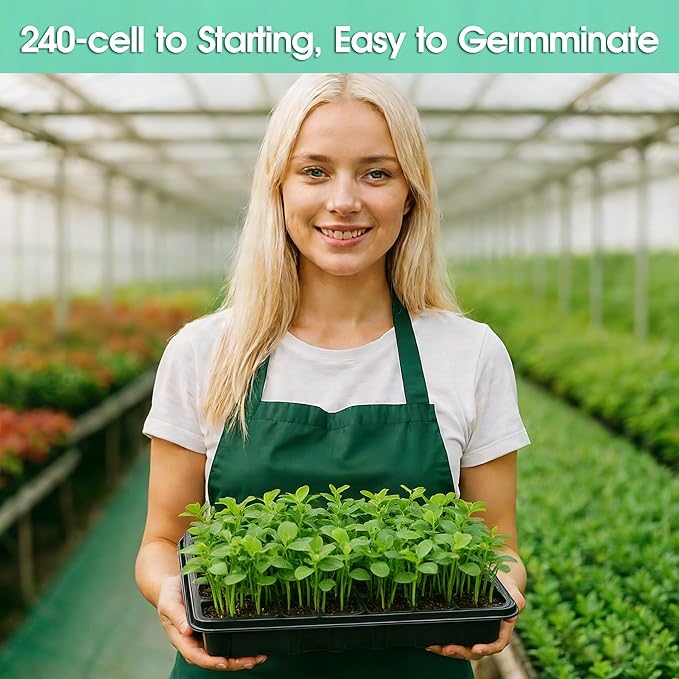 Seed Starter Tray, Seedling Starter Trays for Starting Plant Seeds, Indoor Gardening Plant Germination Trays, Black, 5PCS