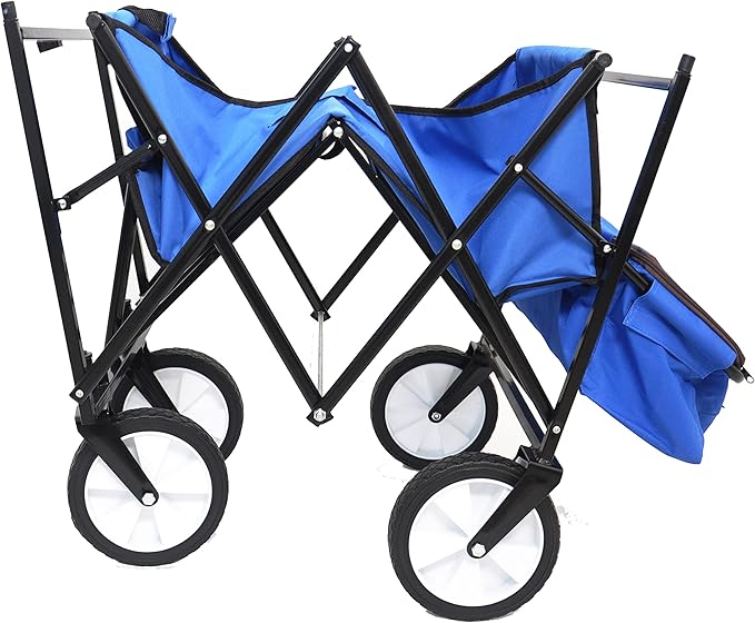 Garden Shopping Beach Cart Folding Wagon with Umbrella Accessories Package for Camping Wagon Camping Outdoor Picnic Beach Blue One Size