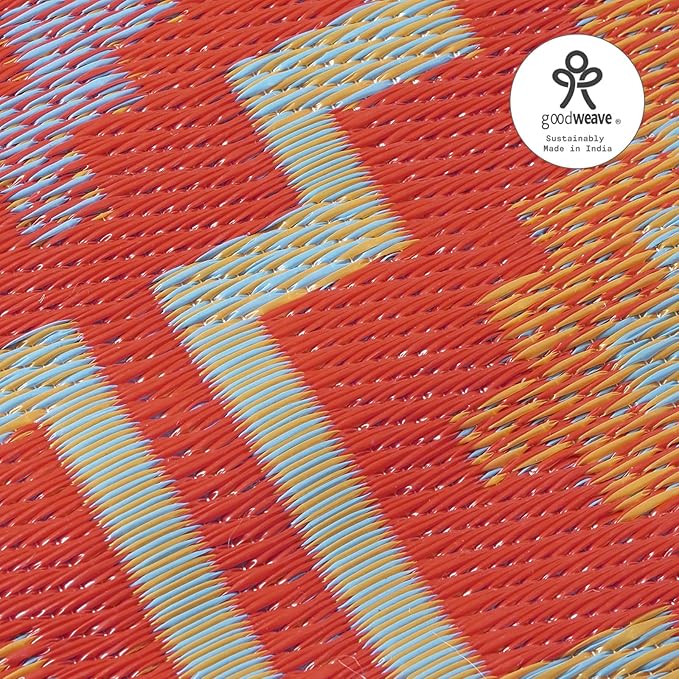 Fab Habitat Outdoor Rug - Waterproof, Fade Resistant, Crease-Free - Premium Recycled Plastic - Vintage Kilim - Porch, Deck, Balcony, Mudroom, Laundry Room, Patio - Lhasa - Orange & Violet - 3 x 5 ft
