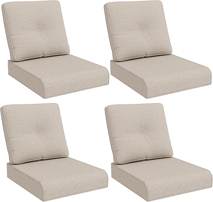 Joyside Outdoor Chair Cushions Set, 22x25/22x24 Inch Patio Furniture Deep Seat Cushions, Water Resistant & Thick Cushion, Outdoor Replacement Cushions for Seat and Sofa