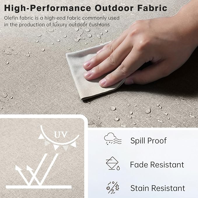 Belord Luxury 4" Thick Outdoor Cushion 9 Set - 22 x24 Inch 28D Sponge Filling Fade-Resistant Chair Cushion, Spill Proof Removable Patio Furniture Replacement Cushions for Sofa Bench Swing - Beige