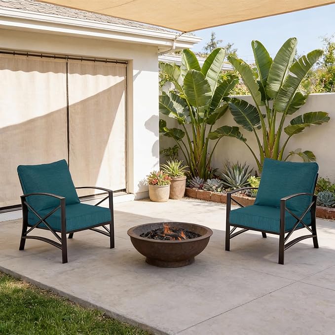 24"x27.5" Outdoor Deep Seat Patio Cushions Set of 2, Deep Seat Bottom Resilient Foam Filling Water-Resistant Stain-Resistant UV Resistant Weather Resistant with YKK Zippers, Malachite