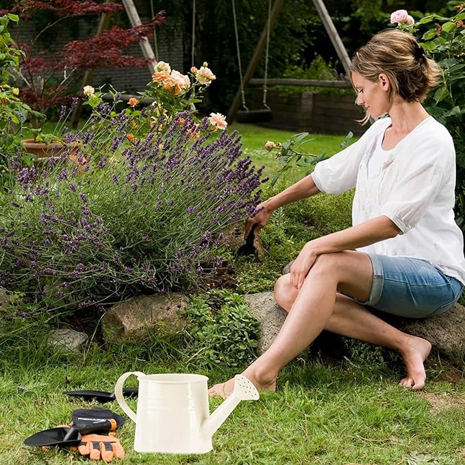 Watering Can Gardening Tool Accessories, Sprinkling Can 1L Metal Flower Garden Watering Can for Outdoor Indoor Plants Lawn Garden (White)