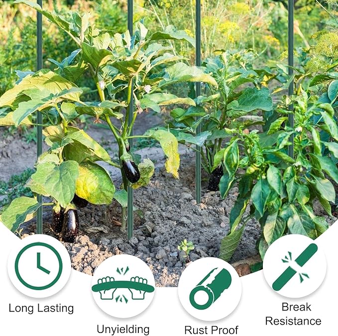 Garden Stakes 24 Inches Steel Plant Stakes Tomato Stakes 2ft Pack of 25