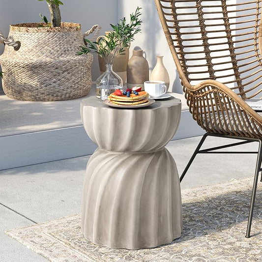 SUNBURY Outdoor Side Table, 19" H Outdoor Accent End Table, Patio Side Tables, Outdoor Coffee Tables, Garden Stool and Plant Stand for Patio, Garden, Living Room, and Backyard