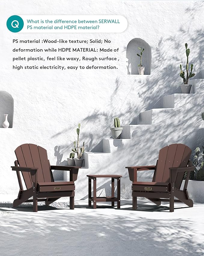 SERWALL Adirondack Chair Set of 8 for Patio Garden (Folding Coffee)