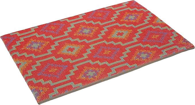 Fab Habitat Striped Non Slip Doormat - Durable, Thin - Recycled Plastic - Entryway, Front Door, Porch, Patio - Lhasa - Orange & Violet (24" x 36" Non-Slip)