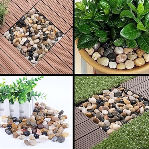 6.0 lb Mixed Color River Rock Stones 1~1.5", Natural Decorative Highly Polished Pebbles, Indoor Decorative Stones for Plant, Aquariums, Landscaping, Garden Flower Bed, Vase Fillers