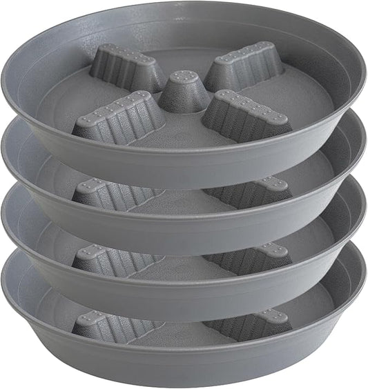 4 Pack Plant Saucer 10 inch, 8 12 14 17 inch, Plant Stand Plastic Plant Saucers for Indoors Outdoor, Heavy Duty Flower Plant Risers for Inside Pots, Pot Saucers for Plants, Grow Bags Saucers