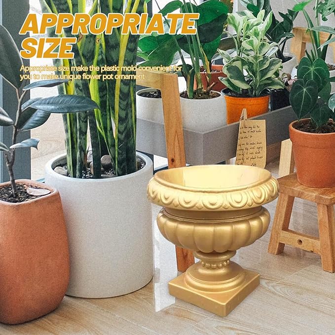 Yardwe Roman Column Flower Pot Mold 9.84 Inch European Style Concrete Planter Mold Reusable Plastic DIY Casting for Unique Garden and Tabletop Decor