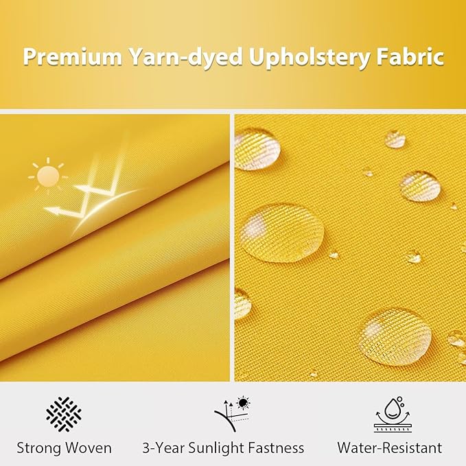 Outdoor Chair Cushions Set of 4, 17 x 16 Inch Patio Chair Cushions for Outdoor Furniture, Water Resistant, Non-Slip Ties (Yellow)