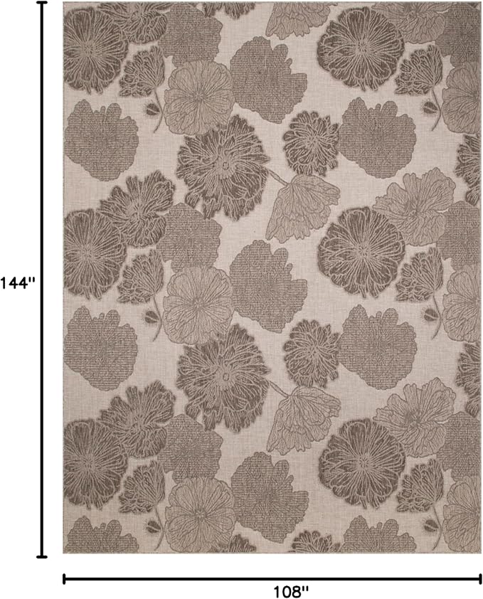 Nourison Home Garden Oasis Natural 9' x 12' Area Rug - Easy Clean, Non Shedding, Bed Room, Living Room, Dining Room, Kitchen (9' x 12')