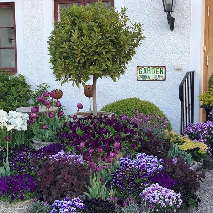 Vintage Garden Metal Tin Sign License Plate Wall Decor for Garden Lover 12 x 6 Inches - magic grows here