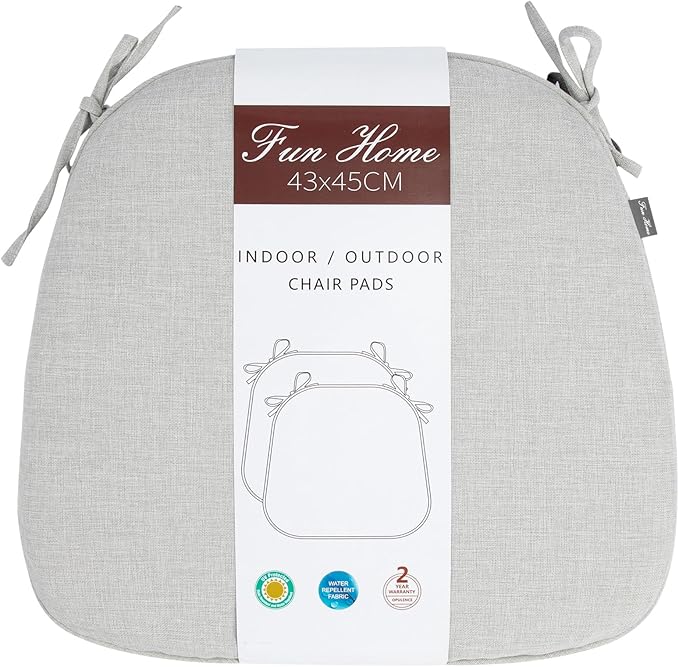 FUNHOME Outdoor Chair Cushions Set of 2,Patio Seat Cushion 17"x16"x2",U-Shaped Dining Chair Cushion 17 by 16 Inch,Water Resistant,Fade-Resistant Chair Pads for Kitchen Garden Furniture(Cloud Gray)