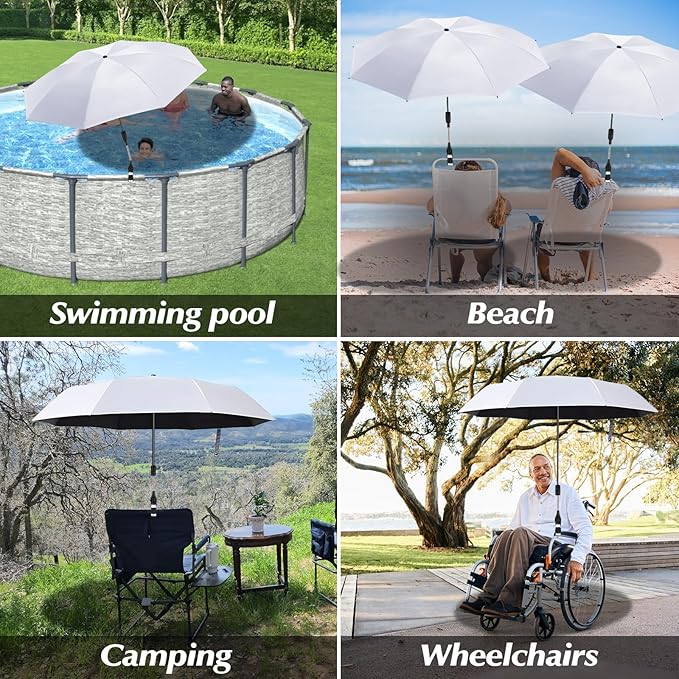 2 Pack Pool Shade Umbrella, 40" Adjustable Above Ground Pool Sunshade Canopy with Carry Bag,Patio Umbrella Use for Garden/PoolDeck/Backyard/Beach Chairs/Camp Trolley/Strollers/Golf Carts