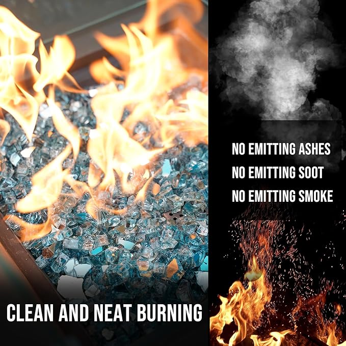Skyflame 10-Pound Fire Glass for Fireplace Fire Pit and Landscaping, 1/2-Inch Aqua Blue Reflective