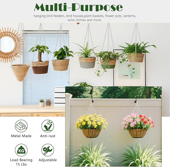 236 Inch Hanging Basket Chain,Decorative DIY Metal Silver Hanging Chain for Plants, Photo,Bird Feeder,Wind Chimes，Planters Baskets