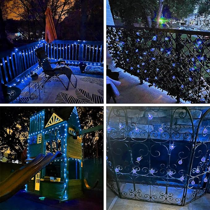 Solar String Lights, Small Crystal Ball Light，Outdoor String Light 60 LED 40ft 8 Lighting Modes Waterproof Solar Powered Patio Solar Light for Garden Yard Porch Wedding Party Decor (Pure White)