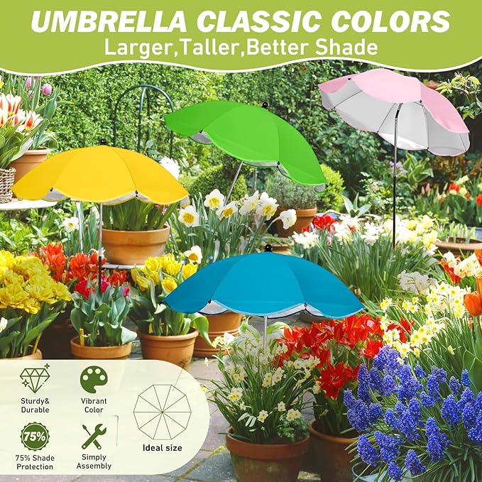 4 Pack Plant Umbrellas for Outdoor Plants,26" Larger Garden Umbrella Sun Shade for Garden Beds Potted Plants