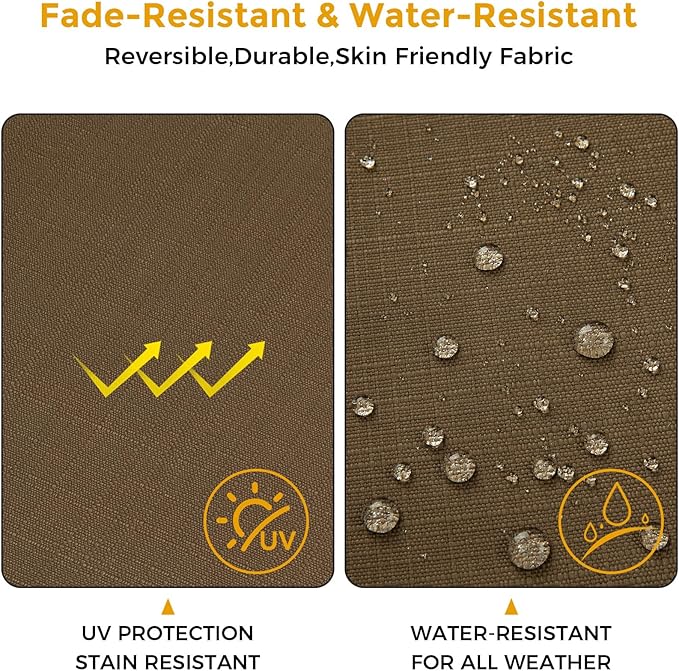 Outdoor Chair Cushions 18x18 Inch,Set of 2,Water Resistant Chair Pads with Ties,Square Seat Cushion 18"x18"x2.5",Patio Chair Cushion for Garden,Backyard Furniture(Coffee Brown)