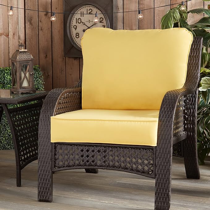Greendale Home Fashions Outdoor 2-Piece Deep Seat Cushion Set, Sunburst, 25 x 25 inches, 28 x 22 inches