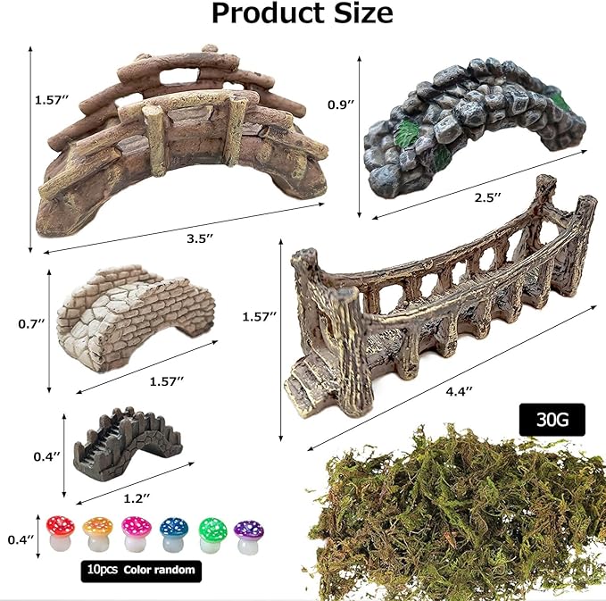 Miniature Bridge, Miniature Garden Accessories Set, DIY Landscape Bridge, Outdoor Fairy Garden Miniatures, Terrariums, Model Train Scenes