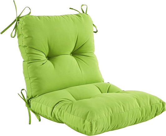 Outdoor Indoor Seat/Back Chair Tufted Cushion,All-Weather Patio Chair Cushion with Ties,for Patio Furniture,Lime Green